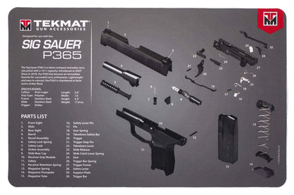 TekMat Tapete de Limpieza para Uso con Sig Sauer P365, Negro (TEK-17-SIGP365)