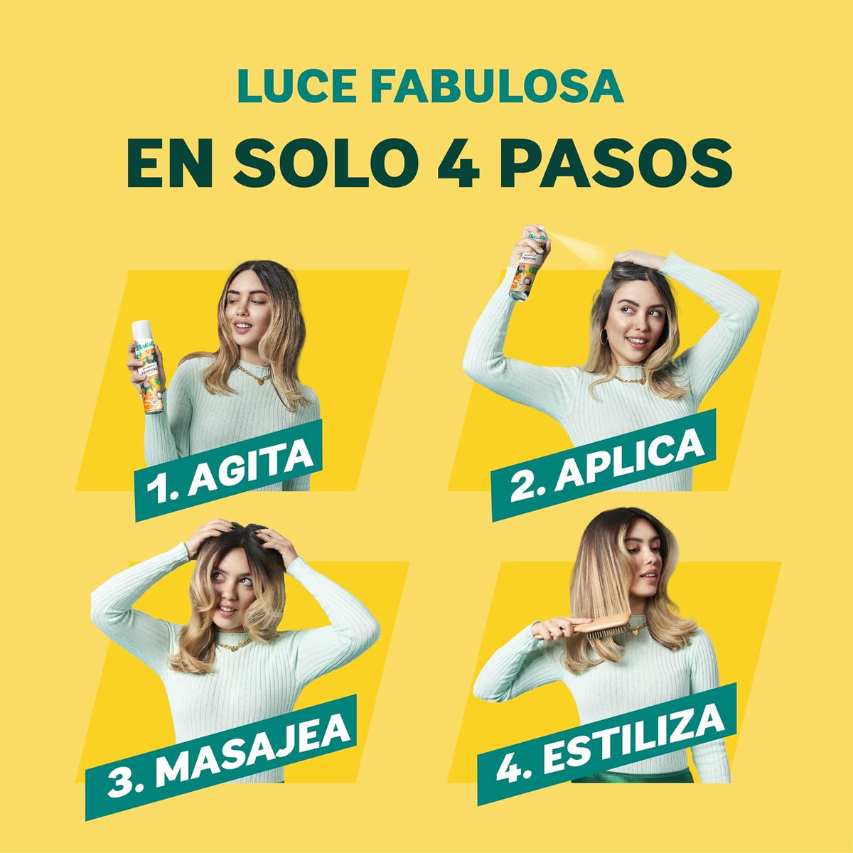 Batiste Tropical, Shampoo En Seco, Fragancia Cítrica, Limpia Y Refresca el Cabello, Sin Sulfato Ni Parabenos, Aerosol 200ml