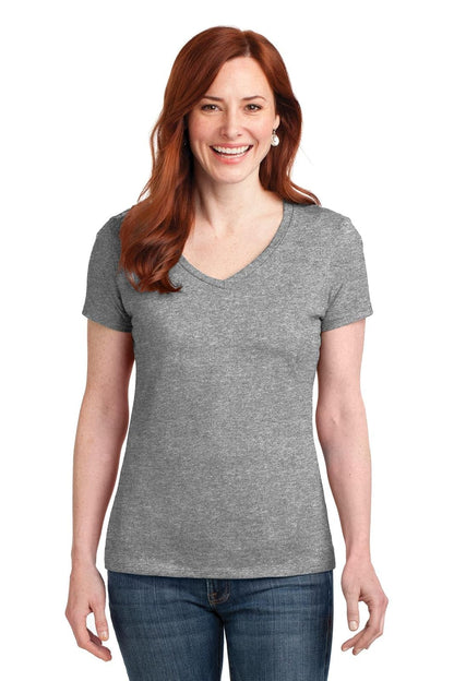 Hanes Playera Cuello en V para Mujer, 100% Algodón - Light Steel - M