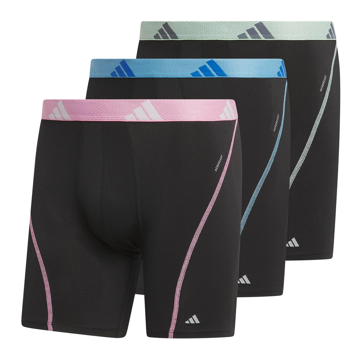 Adidas - Calzoncillos Calzones de Malla atlética para Hombre, Paquete de 3, Absorbe la Humedad, Comodidad Deportiva - M - Negro - Rosa Bliss - Semi Blue Burst