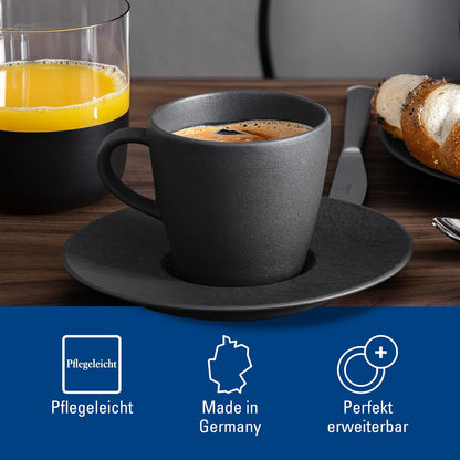 Villeroy & Boch Manufacture Rock Coffee, elegante taza de porcelana de primera calidad en un refrescante Shaofof negro, apto para lavaplatos