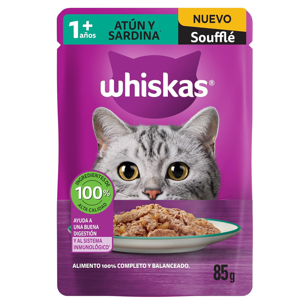 Alimento húmedo para gatitos Whiskas, formato soufflé, paquete de 24 sobres de 85 g - Mariscos - Alimento Húmedo