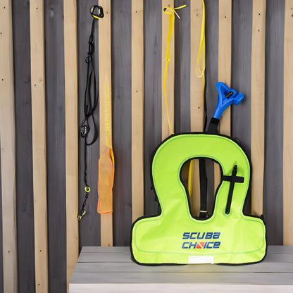 Scuba Choice Youth Kids Snorkel Vest - Safety Floatation Aid, Up to 100 lbs, Adjustable Fit with Name Box & Anti-Ride-Up Strap, Easy Oral Inflator & Secure Crotch Strap