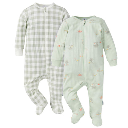 Gerber 2-Pack 2-Way Zip Textured Sleep 'N Play Sleep N' Play Unisex bebé - 0-3 Meses - Picnic en el parque