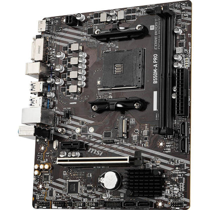 MSI - Tarjeta Madre - B550M-A PRO - MATX - Socket AM4 - CPU (MAX SOPORTADO) RYZEN 9 - 2.5G LAN/Puertos de Audio -HDMI - 2 DIMM - Memoria Máxima DDR4 (64GB) - Para AMD