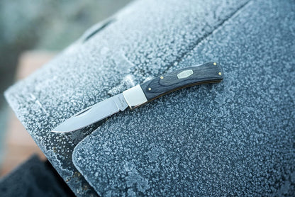 Old Timer Heritage Series 5OT Bruin - Cuchillo Plegable Tradicional de 6.5 Pulgadas con Hoja de Punta de Gota de Acero Inoxidable y Mango de diseño de Madera laminada para Caza, Camping, Transporte