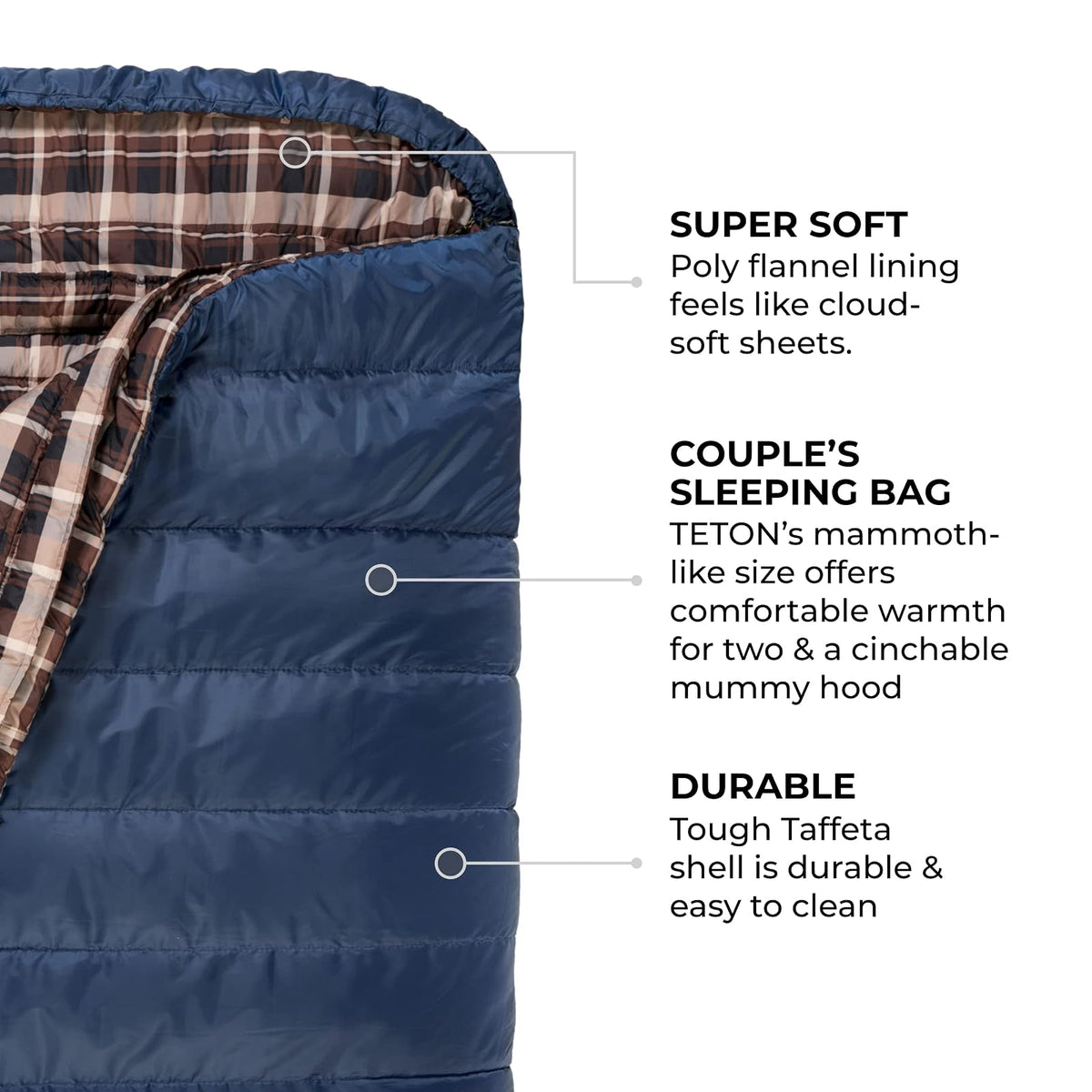 Teton Sports Mammoth, Bolsa de Dormir para Dos, se Incluye un Saco para Guardar Gratis