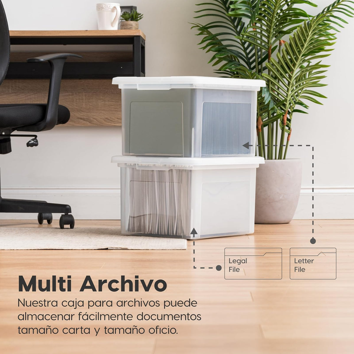 IRIS USA - Caja de archivos, caja organizadora de archivos de plástico con tapas, cartas/archivos legales, caja de documentos importante, contenedor de almacenamiento portátil, apilable, encajable