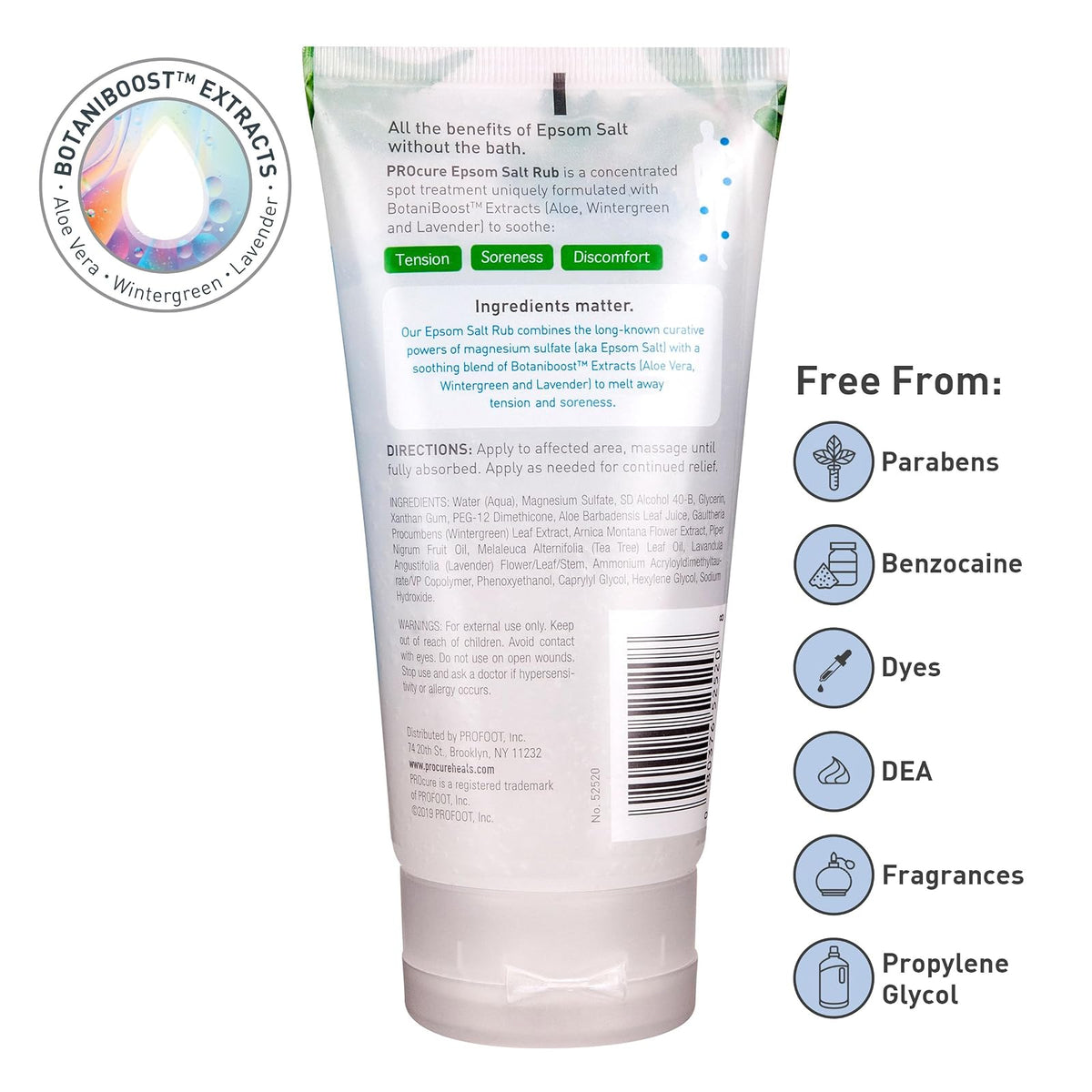 ProCure Gel de Sal de Epsom con Aloe Vera | 6 oz, paquete de 2, alivia tensión muscular, dolores y molestias