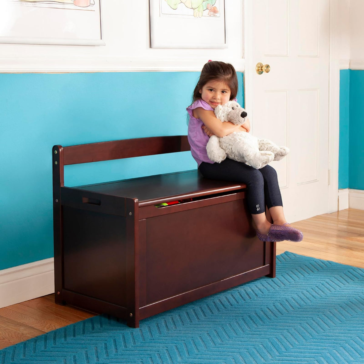 Melissa & Doug Baúl de madera para juguete, baúl de madera resistente, 2.34 metros cúbicos de almacenamiento, fácil de armar, color espresso