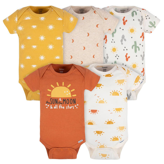 Gerber Baby-girls - Conjunto de 5 mamelucos de manga corta