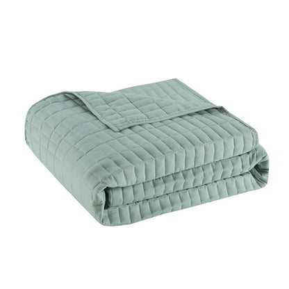 Comfort Spaces Kienna Soft Microfiber Solid Blush Stitched Pattern 5 Piece Quilt Daybed Bedding Sets 75"X39" Inches Seafoam