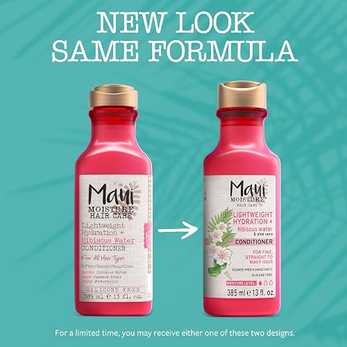 Maui Moisture, Lightweight Hydration + Hibiscus Water, Acondicionador, Hidratación Ligera para Cabello Fino, Humectación Diaria, Sin Sulfatos, Agua de Hibiscus, 385 ml