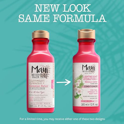 Maui Moisture, Lightweight Hydration + Hibiscus Water, Acondicionador, Hidratación Ligera para Cabello Fino, Humectación Diaria, Sin Sulfatos, Agua de Hibiscus, 385 ml