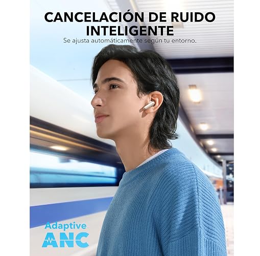 Soundcore by Anker P40i Audífonos Inalámbricos | Cancelación de Ruido Activa, 60h de Reproducción, Carga Inalámbrica, Estuche 2-en-1 con Cargador y Soporte de Teléfono, IPX5