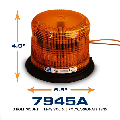 ECCO Baliza LED de 6.5 in con 11 Patrones de Flash 7945A, 12-48V, Ámbar