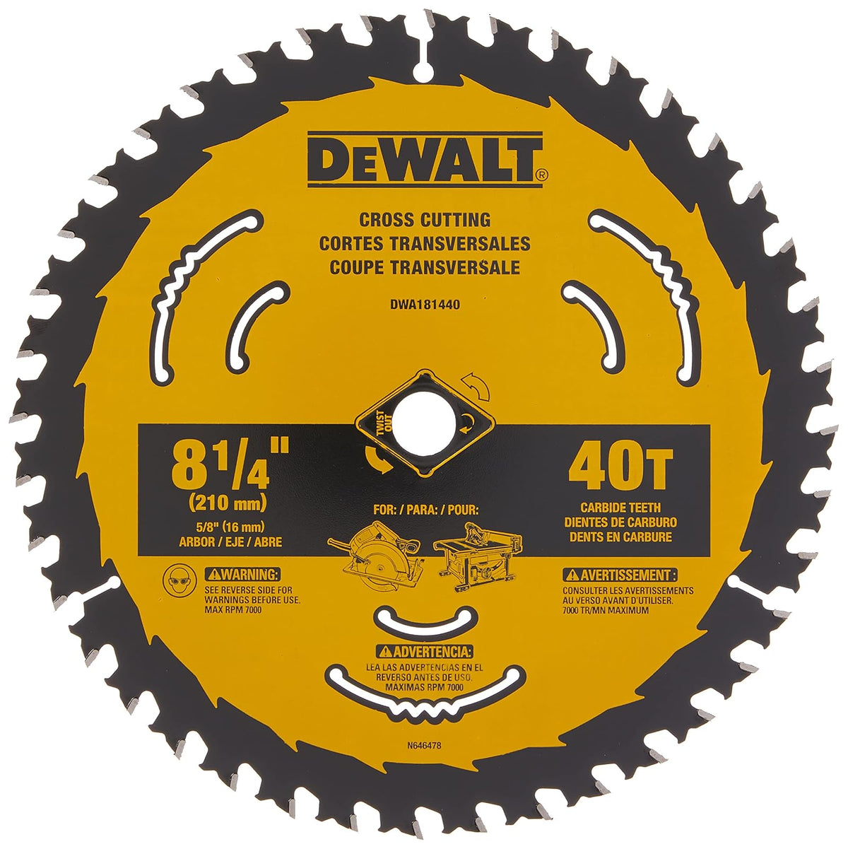 DEWALT DWA181440 Disco Sierra Circular 8-1/4 pulgadas