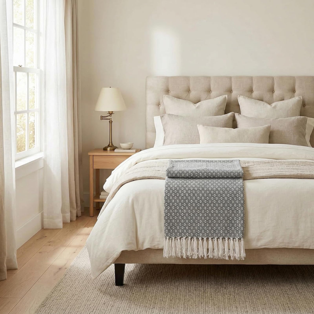Americanflat - Manta de 50 x 60 Pulgadas, Suave y Transpirable 100% algodón para sofá, Cama, Silla, Manta Decorativa Perfecta para el hogar, Oficina o Uso al Aire última intervensión, Mini Diamante