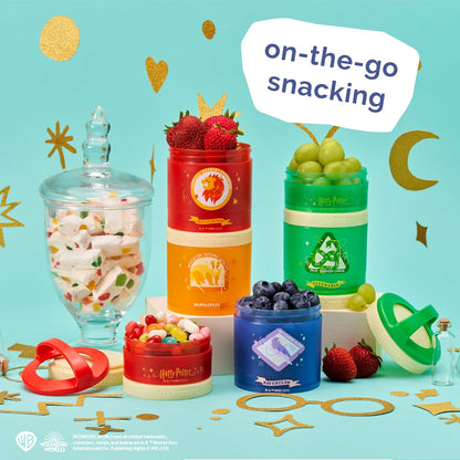 Whiskware Harry Potter - Recipientes apilables para aperitivos para niños y niños, 3 tazas apilables para la escuela y los viajes, juego de casa, paquete de 2 unidades