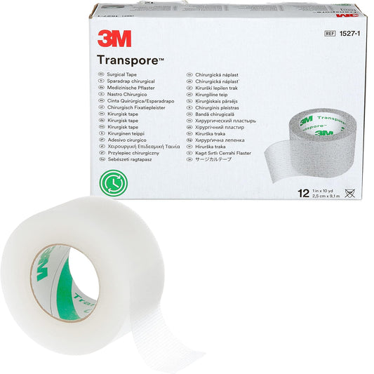 3M 1527-1 - Cinta transportadora (12 unidades) | Modelo 1527-1. Paquete de la caja: 12 rollos/cartón; 10 cartón/caja. Cinta médica para uso profesional de la salud.