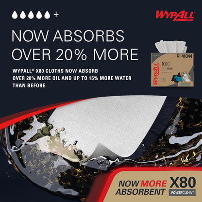 Wypall X80 Reusable Wipes (41044), Extended Use Wipers BRAG Box Format, White, 160 Sheets / Box; 1 Box / Case