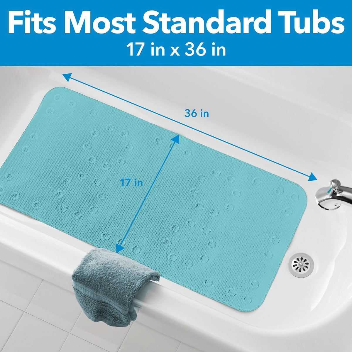 Duck Brand Softex - Alfombrilla de baño para bañeras, 17 Pulgadas x 36 | Alfombrilla antideslizante para tina con ventosas para su uso en bañeras y duchas sin textura, lavable a máquina