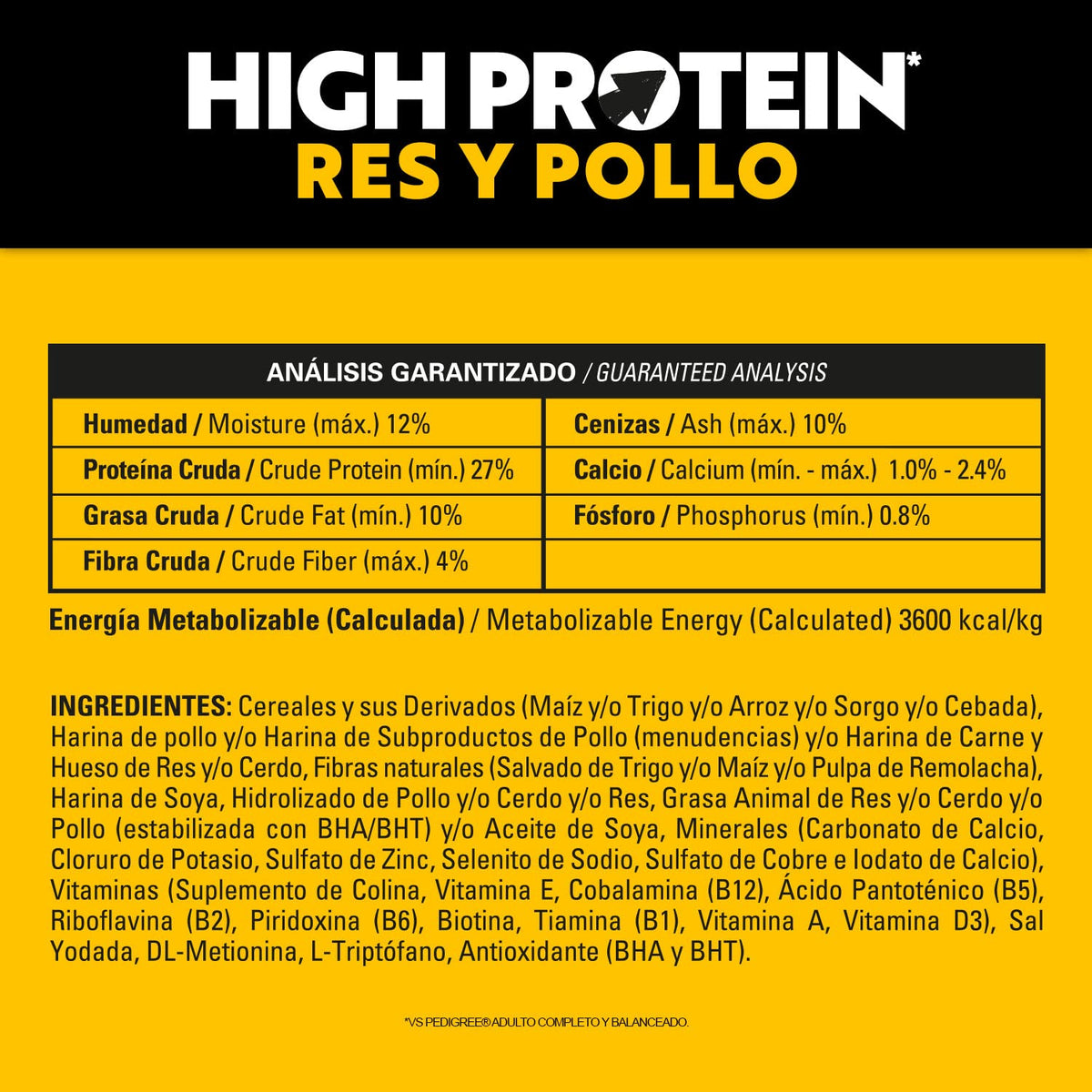 Pedigree - High Protein, Croquetas para Perro Adulto, Sabor Res y Pollo, Alimento Completo para Perro con Alta Proteína, Vitaminas y Omega 6, 18 kg