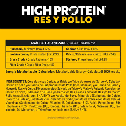 Pedigree High Protein Croquetas para Perros Adultos Sabor Res y Pollo 10kg