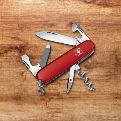 Victorinox Sportsman Tipo Oficial, Color Rojo, 13 Usos | Cuchillo suizo del ejército | cuchillo suizo victorinox | cuchillo suizo del ejército pequeño | cuchillo de bolsillo suizo |