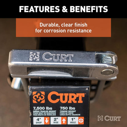 Curt Abrazadera de Enganche Antisonajero 22325, Sin Herramientas, para Receptores de 5 cm, Plateado