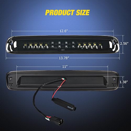 Nilight NA910 Luces LED de Tercera Parada para Chevrolet Silverado/GMC Sierra 1500/2500/3500 HD 2007 HD Classic, Lente Ahumada