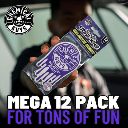 Chemical Guys Ambientador Colgante, Aroma galáctico, Ideal para Automóviles, Camiones, todoterrenos, caravanas, Casas, garajes, Espacios de Trabajo, dormitorios y más, Pack de 12 Unidades