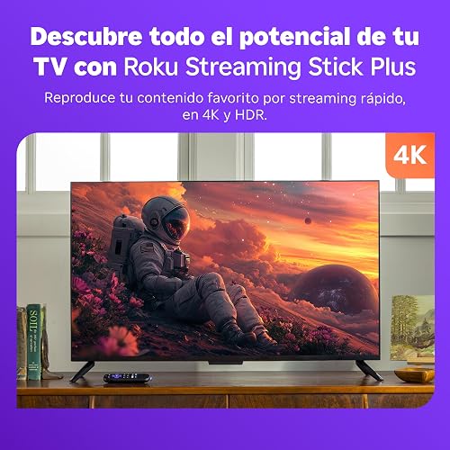 Roku® Streaming Stick™ Plus 2025 - Dispositivo de Streaming Roku 4K y HDR para TV con Control Remoto por Voz - TV en Vivo y Gratis