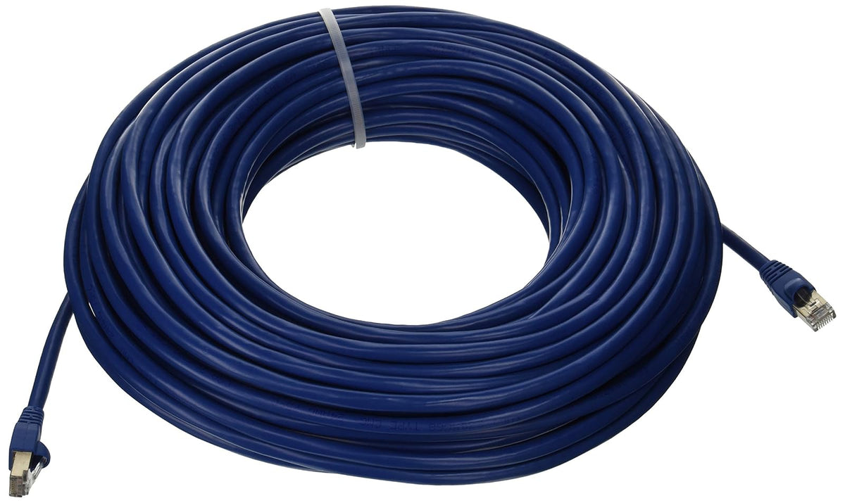 Monoprice Cat6A Ethernet Patch Cable - Snagless RJ45, Stranded, 550Mhz, STP, Pure Bare Copper Wire, 10G, 26AWG, 100ft, Blue