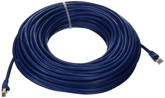 Monoprice Cat6A Ethernet Patch Cable - Snagless RJ45, Stranded, 550Mhz, STP, Pure Bare Copper Wire, 10G, 26AWG, 100ft, Blue
