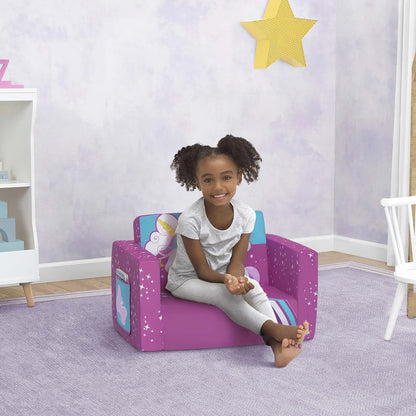 Delta Children Silla Unicornio Cozee Flip-out Convertible 2 en 1 Sillón Reclinable para Niños - Ligera y Portátil