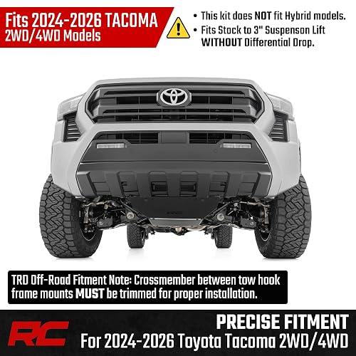 Rough Country Kit de Placa Deslizante Delantera para Toyota Tacoma 4WD 2024-2025, Negro, 10919