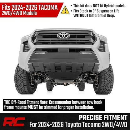 Rough Country Kit de Placa Deslizante Delantera para Toyota Tacoma 4WD 2024-2025, Negro, 10919