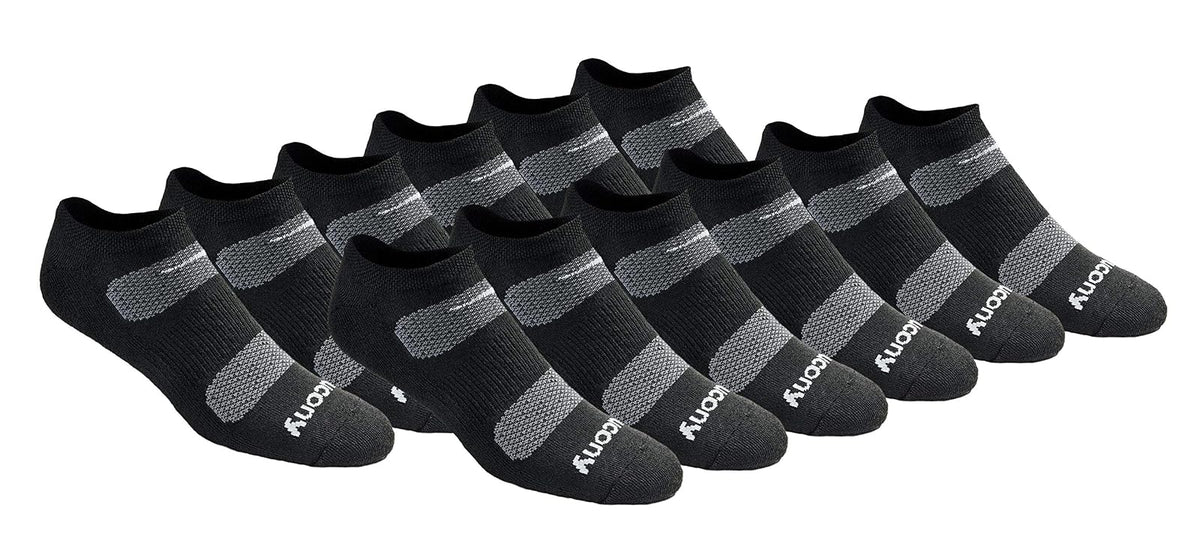 Saucony Saucony Men's 6 Pair Performance Comfort Fit No-show Socks, Hombre - M - Negro (12 pares).