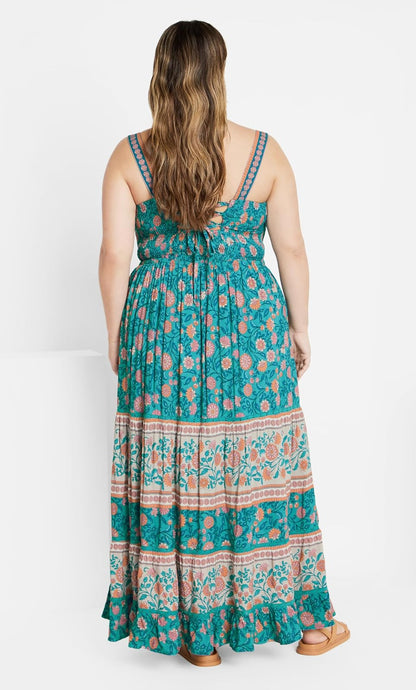 CITY CHIC - Vestido Largo de Talla Grande, Color Turquesa
