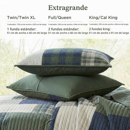 Woolrich Mill Creek - Juego de edredón Reversible, Estilo cabaña invertido a Color sólido, Colcha Ligera para Todas Las Estaciones, Capa de Ropa de Cama acogedora, Fundas a Juego, tamaño King/Cal