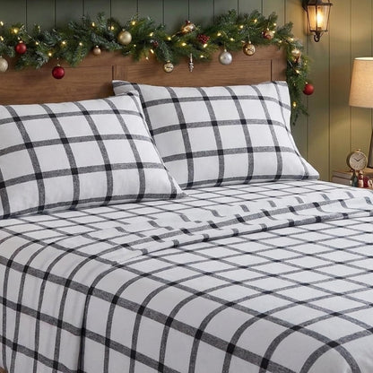 Eddie Bauer - Juego de sábanas Individuales, Franela de algodón, Cepillado para Mayor suavidad, decoración acogedora del hogar (Cuadros de cunkhouse, Individual)