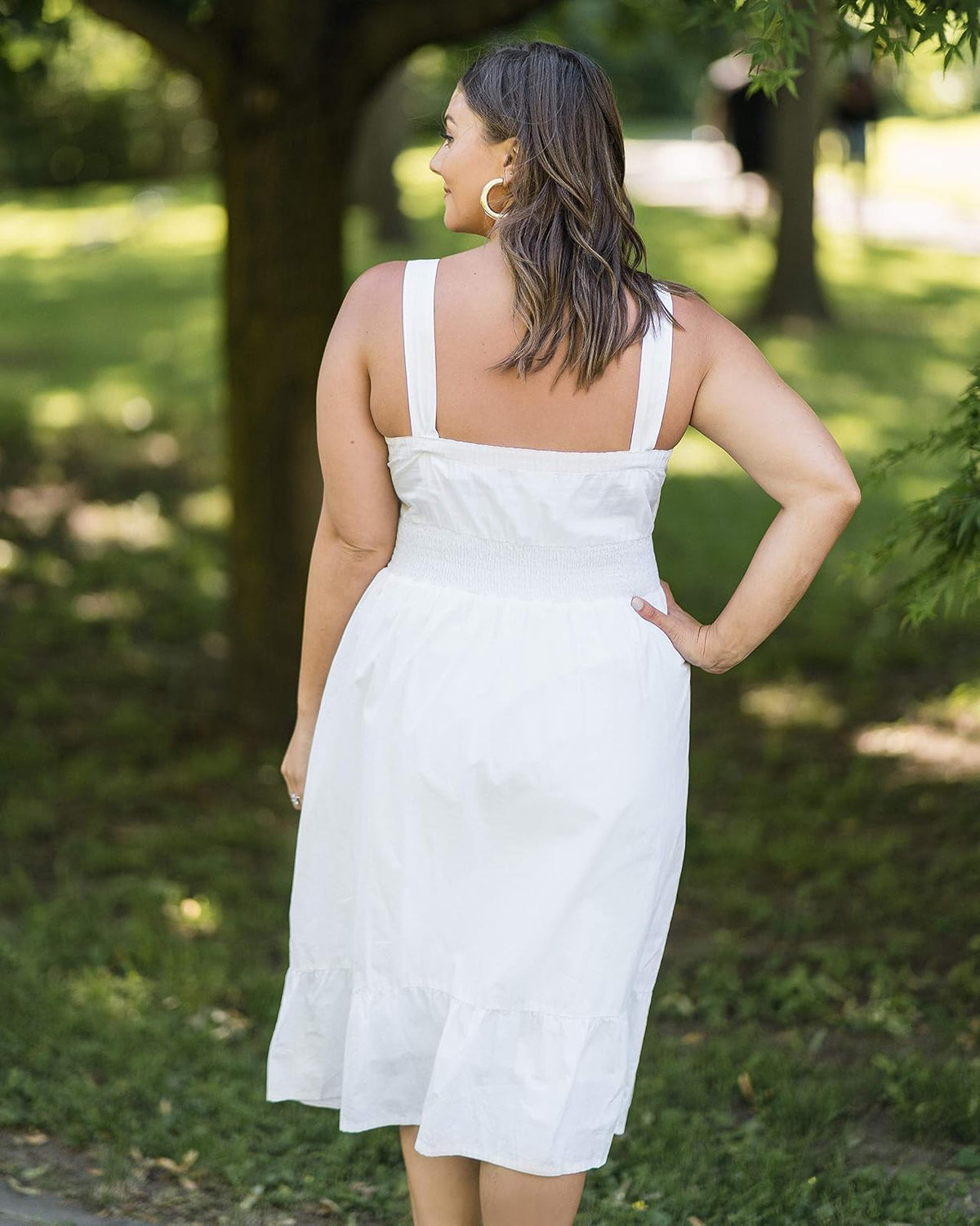 The Drop Vestido Midi Para Mujer, de Tirantes, Blanco Brillante, por @caralynmirand