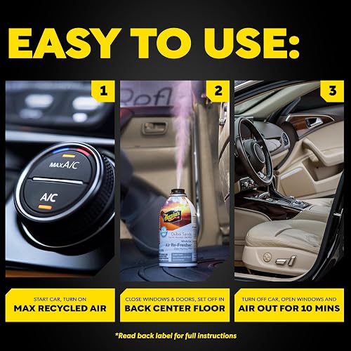 Meguiar's, Car Air Refresher Odor Fighting Mist, Dubai Sands, G262402, 57g | Ambientador de automóvil de larga duración, combate olores fuertes y no deseados, renovando interiores con un aroma lujoso y