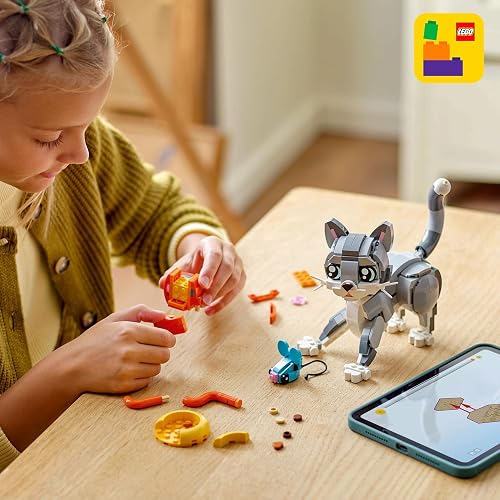 LEGO® Creator 3en1 Gato Juguetón Juguete con Animales, transformable en Figura de Perro o Paloma, Set de construcción, Regalo de cumpleaños para niñas y niños de 8 años o más 31163