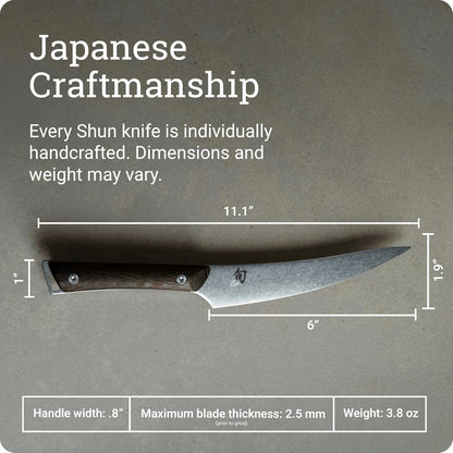 Shun Cutlery Kanso Cuchillo para deshuesar y filete de 6.5 pulgadas, se desliza fácilmente a través de carne y pescado, auténtico, hecho a mano, cuchillo japonés, filete y recortador, plateado