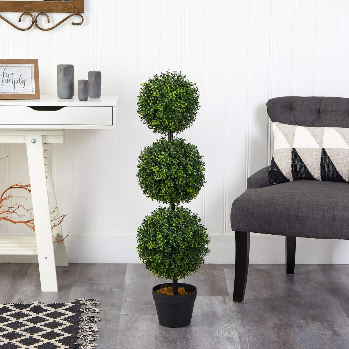 3ft. Boxwood Triple Ball Topiary Artificial Tree (Indoor/Outdoor)