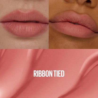 Maybelline Super Stay Teddy Tint, Tinta para Labios Mate Difuminado, Larga Duración 12 Horas, Textura Suave, No Transfiere, A Prueba de Bebidas y Besos, Tono Ribbon Tied, 5 ml