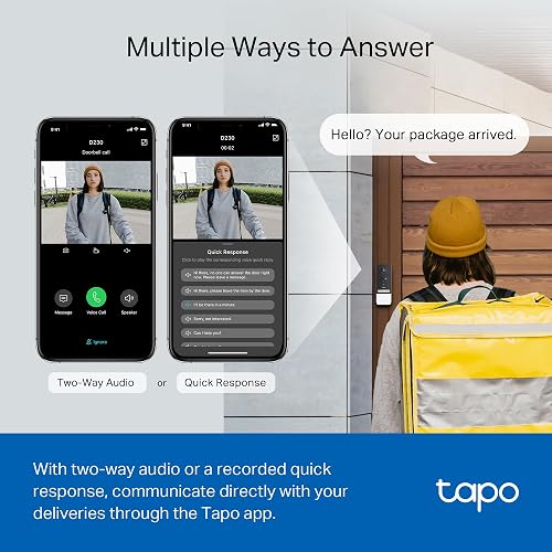 TP-Link Tapo Timbre de Video sin Cable con hub, visión Nocturna de Color de 2K 5MP, batería de hasta 180 días, Audio de 2 vías, Respuesta rápida, Vista de Cabeza a pie, Funciona con Alexa y Google