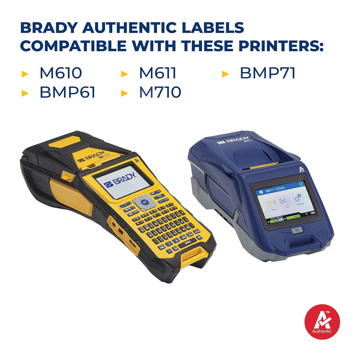 Brady Cinta de etiquetas de vinilo multiusos para impresoras M610, M611, M710, BMP61 y BMP71, 1 pulgada x 50 pies, color blanco. M6C-1000-439
